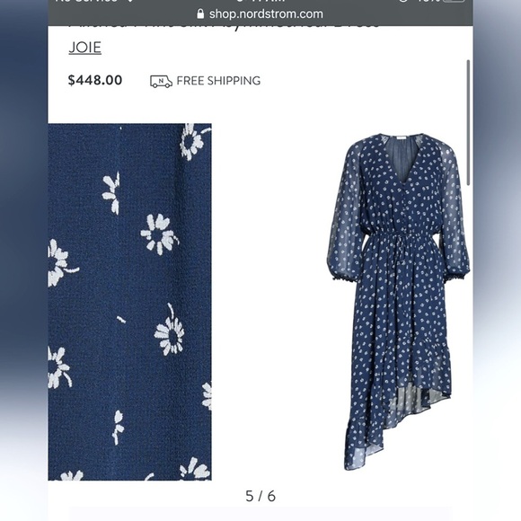 Joie Floral Silk Blue and White Asymmetrical Dress - Picture 9 of 12